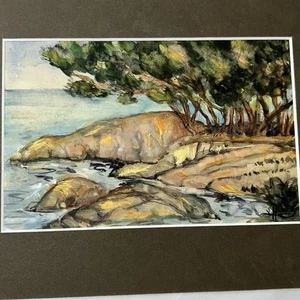 Vintage Watercolor on Paper Painting Landscape Lake Signed Hirtz ? Art Artwork - Picture 1 of 17