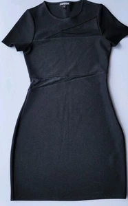 Mini Vestido Express Talla 4 Bodycon Malla Inserto Negro Cremallera Lateral Manga Corta - Imagen 1 de 13