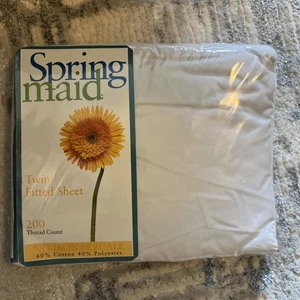Spring Maid Twin Fitted Sheet 200 Thread Count white - Picture 1 of 2