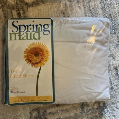 Spring Maid Twin Fitted Sheet 200 Thread Count white - Image 1 of 2