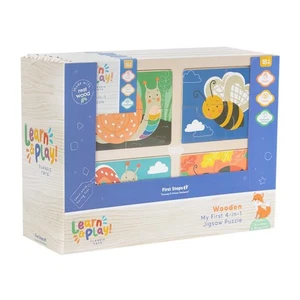 Wooden 4 in 1 Jigsaw Puzzle Board Set Bee Snail Ladybird Butterfly Toddler Toy - Picture 1 of 8