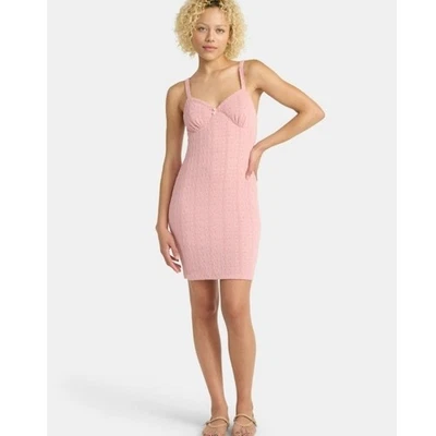 Mini vestido coquete de malha sem limites acabamento de renda rosa XXS (00) novo com etiquetas - Imagem 1 de 4