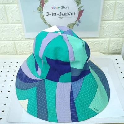 Sombrero de cubo EMILIO PUCCI hecho en Italia blanco púrpura verde azul... - Imagen 1 de 4