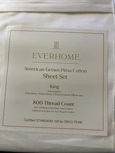 Everhome American Grown Pima Cotton Sheet Set - King 800 Thread Count - White - Picture 1 of 4
