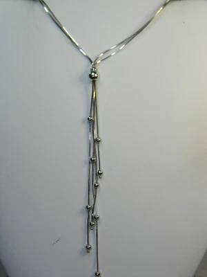 Sterling Silver Lariat Bead Dangle Necklace - Image 1 of 4