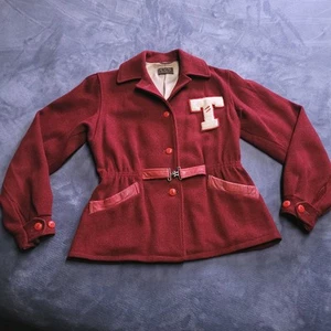 Vtg 50s Letterman Varsity Wool Jacket Coat Buckle Letter T Button C and S Sports - Picture 1 of 14