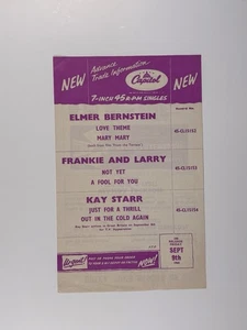 Elmer Bernstein Flyer Kay Starr Vintage Capitol Records 1960 - Picture 1 of 12