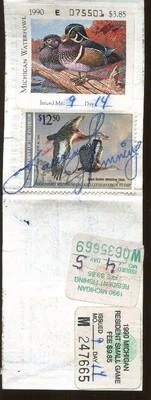 MICHIGAN 1989 Resident Hunting License/ RW56 +  State & Trout Stamps -553 - Image 1 of 2