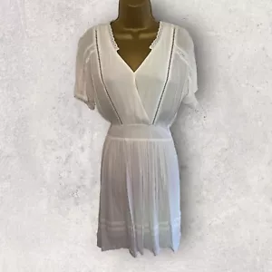 Comptoir des Cotonniers Womens White Cheesecloth Short Sleeve Summer Dress UK 12 - Picture 1 of 5