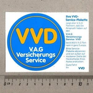 Aufkleber/Sticker VVD VAG Versicherung Service-Plakette Audi Volkswagen - Bild 1 von 1