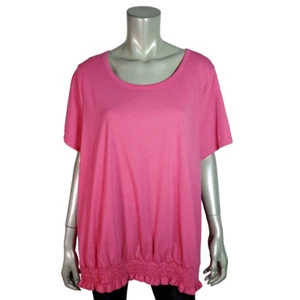 Lane Bryant Fitted Crew Tee Plus Sz 26/28 Elastic Hem Stretch Short Sleeve Pink - Picture 1 of 6