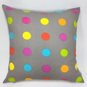 732. Funda de cojín hecha a mano GRANDES MANCHAS DE COLORES EN GRIS 100% algodón - Imagen 1 de 2
