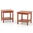 2pcs Adirondack Outdoor Side Table Patio 2-tier Square End Table Coffee Table