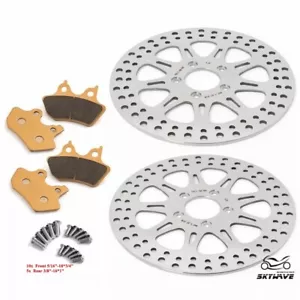 Polished 11.5" Front Rear Brake Rotors Pads Bolts Heritage Softail Deluxe 00-07 - Foto 1 di 10