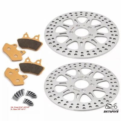 Polished 11.5" Front Rear Brake Rotors Pads Bolts Heritage Softail Deluxe 00-07 - Изображение 1 из 4