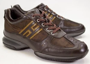 Hogan Interactive Damen Größe EU 37,5 US 7 Braun Leder Sneaker Made In Italy - Bild 1 von 12