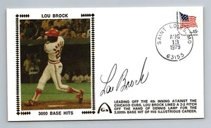 LOU BROCK handsigniertes Autogramm GATEWAY Briefmarke Silk Cachet Umschlag (A1) - Bild 1 von 2
