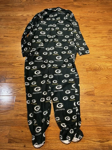 NFL Team Apparel Green Bay Packers Zip Front Footie Pajamas Size M Unisex Adults Cover