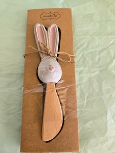 Mud Pie Bunny Head Easter/Spring Spreader Ceramic and Wood NEW - Picture 1 of 4