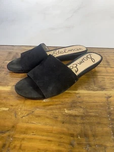 Anthropologie Sam Edelman Liliana Slide Sandals Black Suede Wedge Heel 8.5 Women - Picture 1 of 10