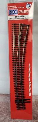 Right Hand #7 turnout curved switch Code 83 Nickel Silver PECO Streamli SL-E8376 - Image 1 of 4