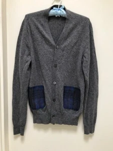 commes des garcons shirt 100% wool grey cardigan with pocket-like patch details - Picture 1 of 5