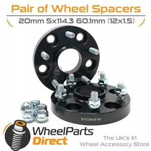 Bolt-On Wheel Spacers (2) 5x114.3 60.1 20mm for Toyota Yaris GR 20-21 - Picture 1 of 4