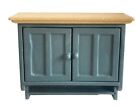 Dolls House Blue & Oak Wall Cabinet Modern Miniature Kitchen Furniture 1:12