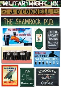 1 32 / 1 35 SCALE IRELAND PUB SIGNS SET 1 DIORAMA MODEL DECALS - Picture 1 of 1