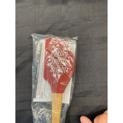 Pampered Chef Holiday Spreader Baking Spirits Bright Red Silicone Spatula NEW - Image 1 of 4