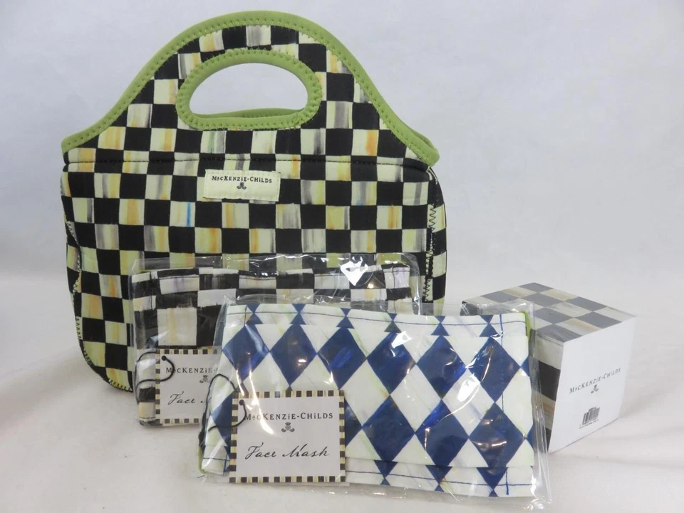 Mackenzie Childs Courtly Check Lunch Tote Zipper Bag