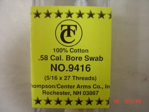 TC Arms Muzzleloader Polvo Negro .58 Cal Bore Swab 9416 Lote de 10 - Imagen 1 de 3