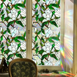 Home Privacy Static Cling Frosted Stained Window Film Flower Birds Glass Sticker - Picture 1 of 31