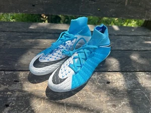 NIKE HypervenomX Phantom III DF FG White Blue Soccer Cleats Youth Boys Girls 4 - Bild 1 von 9
