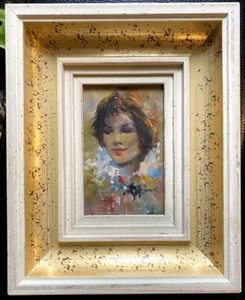 ::PORTRÄT MÄDCHEN RAHMEN °GESICHT FRAU °UNLESERLICH SIGNIERT °IMPRESSIONIST - Bild 1 von 5