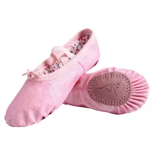 Zapatos de baile de ballet de cuero Nexete zapatillas suela dividida para niños pequeños y niñas - Imagen 1 de 10