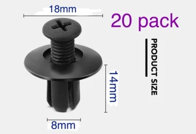 20 pcs 8MM PLASTIC RIVETS PLASTIC CLIPS UK CAR VAN TRIM PANELS  - Image 1 of 4