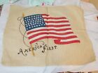 ANTIQUE VTG DARK MUSLIN STAMPED AMERICAN FLAG FOR SEWING MOSTLY DONE
