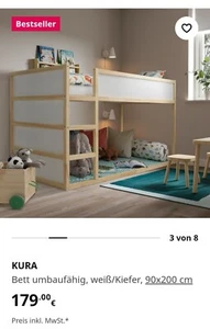 Kinderbett von IKEA 90×200, als Hochbett nutzbar oder einfach umdrehen - Bild 1 von 3