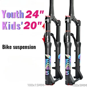 Kids' MTB Suspension Oil Gas Fork 20/24in 100/120/140mm Travel Shoulder Lock - Picture 1 of 32