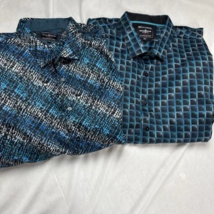 Barabas Lot Of 2 Men Sz XXL Abstract Button Up Shirt Flip Cuff Long Sleeves - Picture 1 of 23