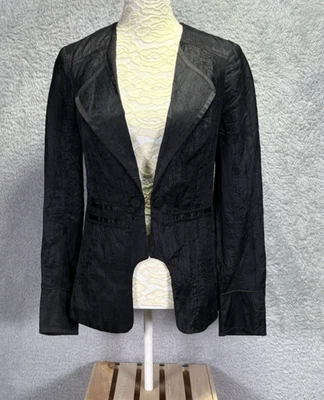 Chaqueta Blazer Esmoquin Satinado De Colección Free People Negra Talla 6 De Colección Boho Fairy Grunge Foto 1 de 4