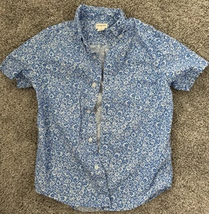 Crewcuts Boys Short Sleeve Collared Button Down Shirt Blue Floral Print Size 8 - Picture 1 of 2