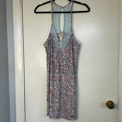 Jessica Simpson Floral Lace Trim Nightgown Sleepwear Racerback Lounge Women XL - Image 1 of 4