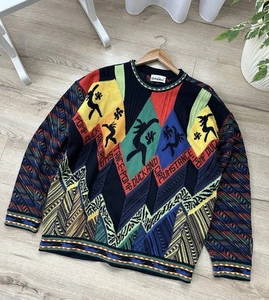Suéter Retro Raro Vintage Carlo Colucci Para Hombre Multicolor Cuello Redondo Talla 52 - Imagen 1 de 7