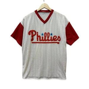 Vintage 90s Philadelphia Phillies Shirt Men Large White Red Pinstripe MLB - Picture 1 of 8