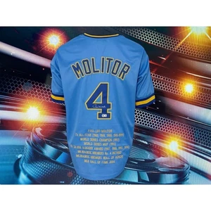 PAUL MOLITOR AUTOGRAPHED CUSTOM MILWAUKEE BREWERS STAT JERSEY COA BECKETT - Picture 1 of 3