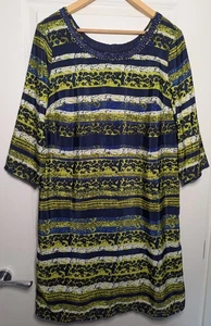Nuevo con etiquetas Vestido Damas PER UNA Talla 14 Azul Verde Inteligente Informal Fiesta de Día - Imagen 1 de 20