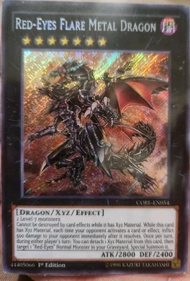 Yu-Gi-Oh! SECRET RARE HOLO CARD RED-EYES FLARE METAL DRAGON CORE-EN054 1ST NM - Image 1 of 3