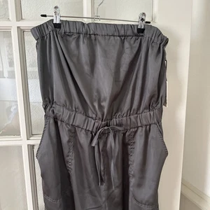 Satin Cargo Jumpsuit Womens XL Sincerely Jules Strapless Grey - Picture 1 of 10
